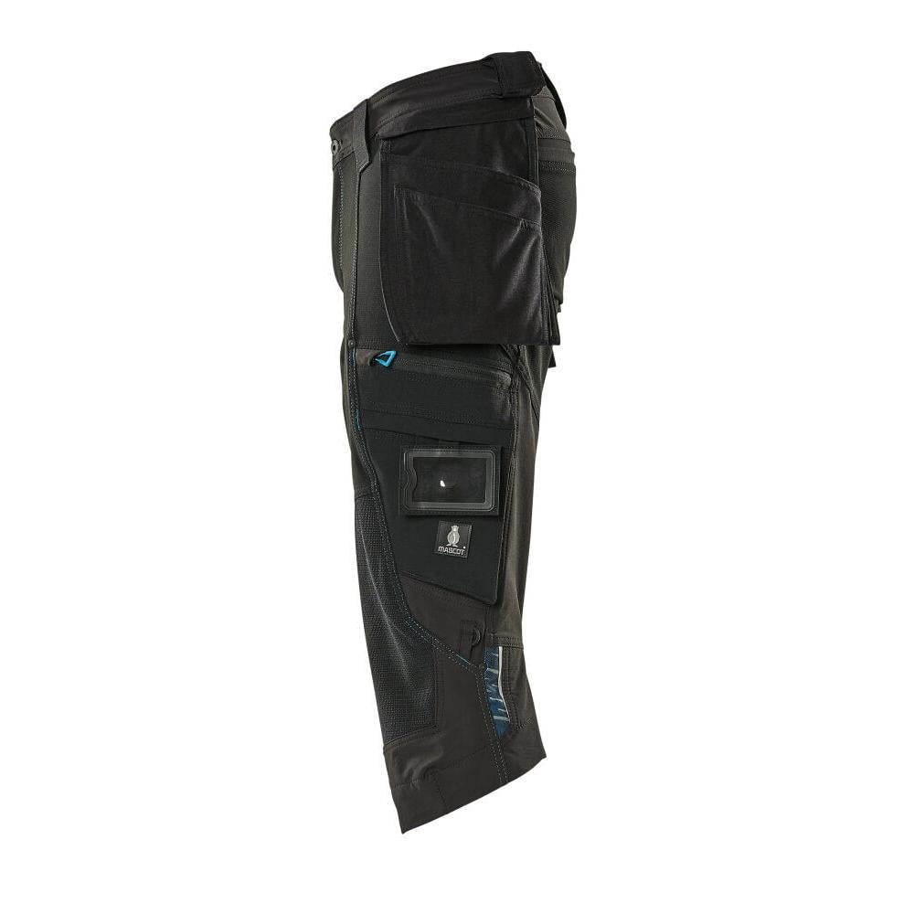 Trojštvrťové nohavice, vrecká na zavesenie, strečové trojštvrťové nohavice, čierna