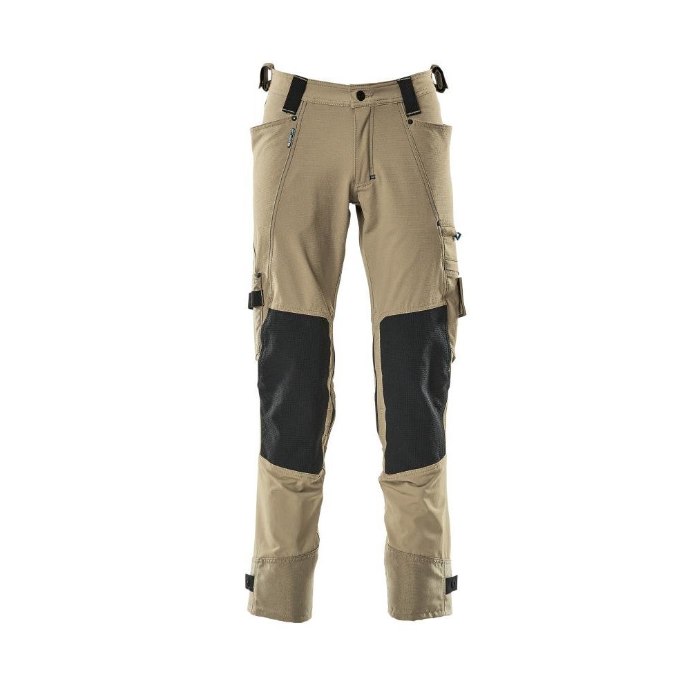 Nohavice s vreckami na kolenách z materiálu Dyneema, strečové nohavice, svetlé khaki
