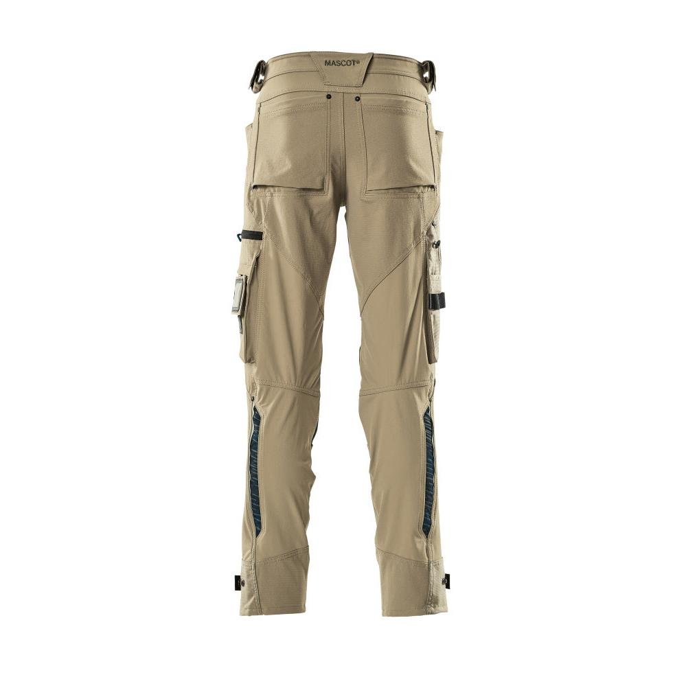 Nohavice s vreckami na kolenách z materiálu Dyneema, strečové nohavice, svetlé khaki