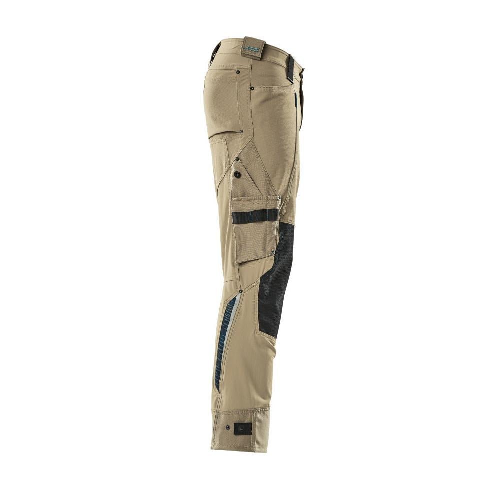 Nohavice s vreckami na kolenách z materiálu Dyneema, strečové nohavice, svetlé khaki