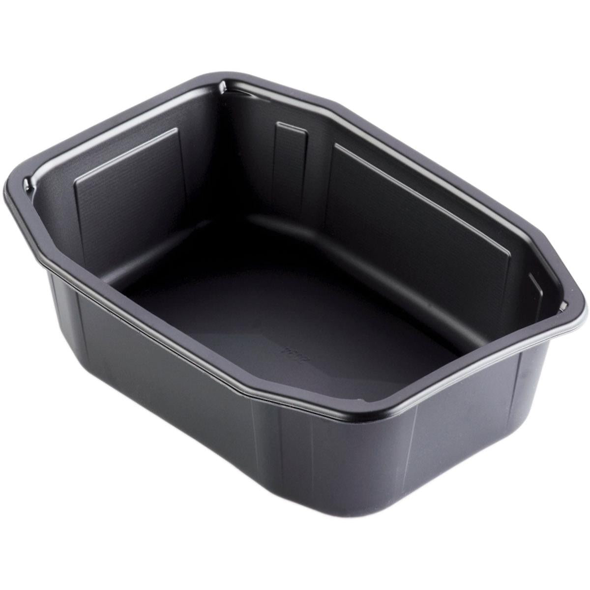 PP miska HMR Čierna PP 215x148 od Duni GmbH je čierna, obdĺžniková, opakovane použiteľná polypropylénová miska s mierne naklonenými stranami a zaoblenými rohmi, zobrazená prázdna na bielom pozadí.