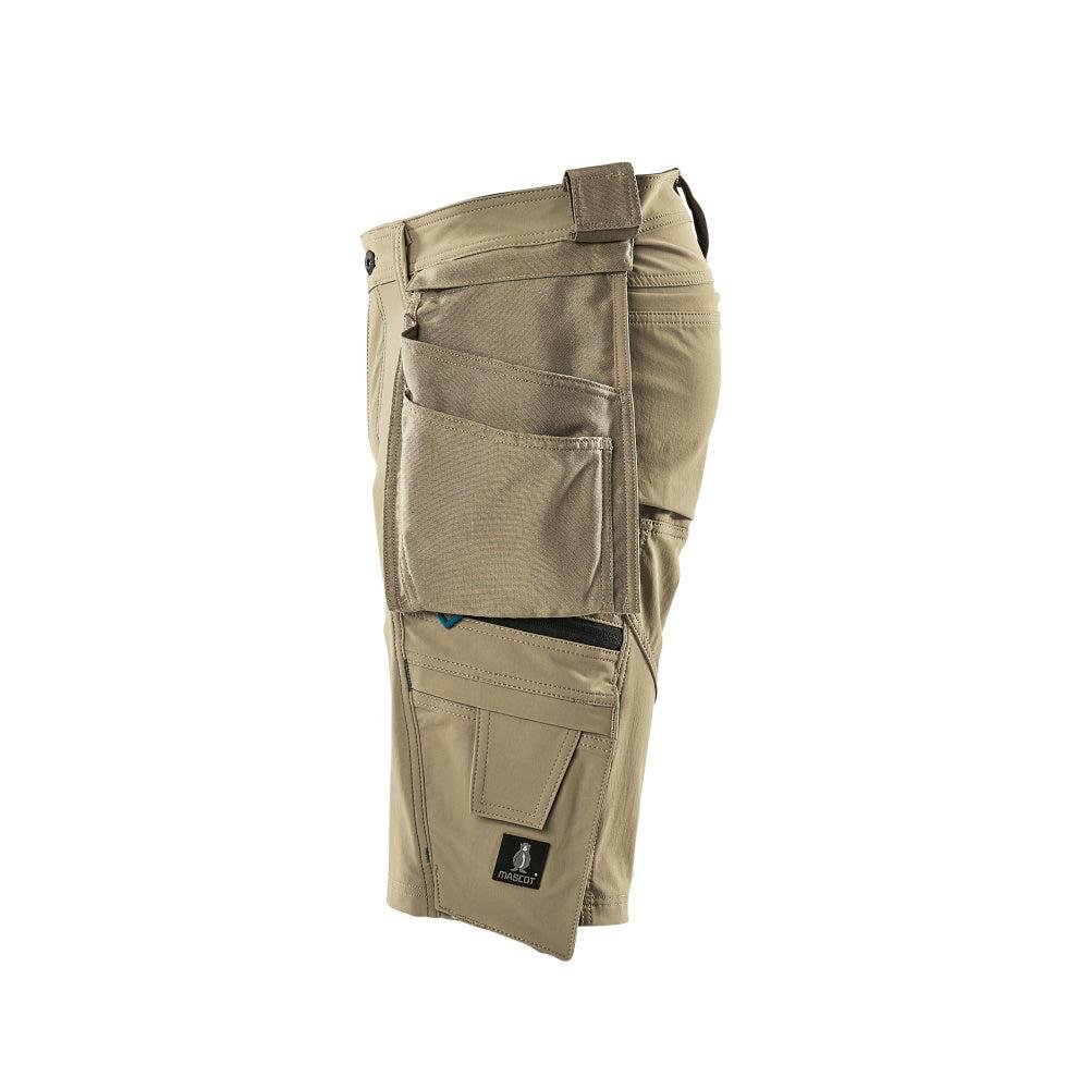 Šortky, odnímateľné vrecká na zavesenie, strečové šortky, svetlé khaki
