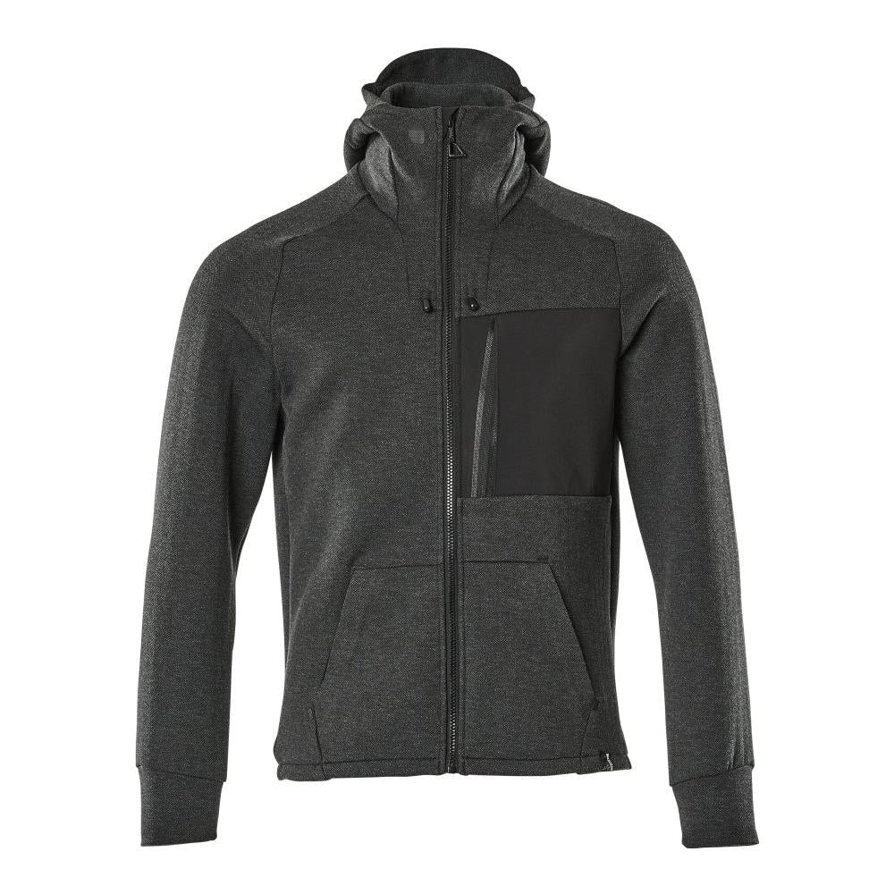 Mikina s kapucňou, mikina s kapucňou na zips, čierno melírovaná/čierna