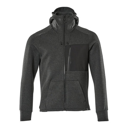 Mikina s kapucňou, mikina s kapucňou na zips, čierno melírovaná/čierna