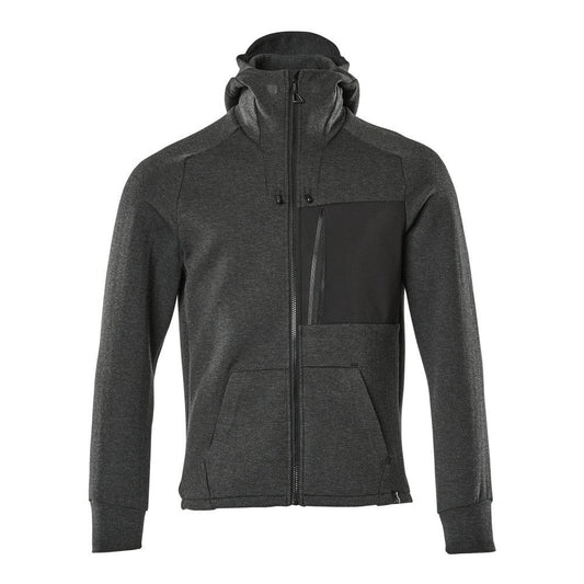 Mikina s kapucňou, mikina s kapucňou na zips, čierno melírovaná/čierna