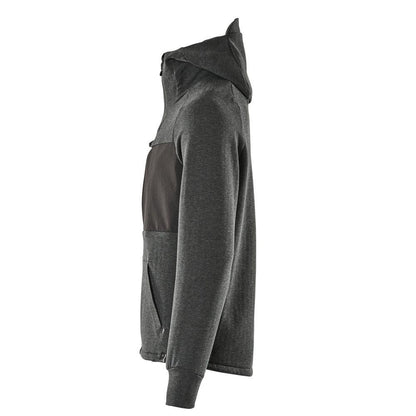 Mikina s kapucňou, mikina s kapucňou na zips, čierno melírovaná/čierna