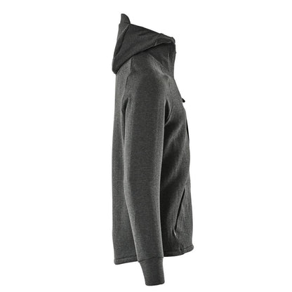 Mikina s kapucňou, mikina s kapucňou na zips, čierno melírovaná/čierna