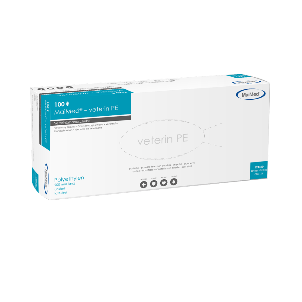 MaiMed-veterin PE veterinárne rukavice 90cm, oranžové, 100 kusov/krabička | Krabička (100 kusov)