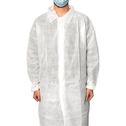 MaiMed-Coat V, návštevnícky kabát z fleece so 4 patentkami, cca. 120 cm