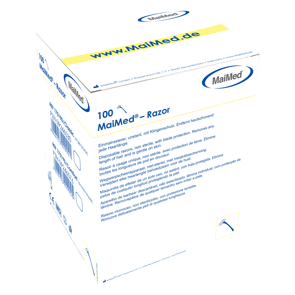 MaiMed - Razor Klasický jednorázový holiaci strojček, nesterilný, 100 ks/krabička. | Krabička (100 kusov)