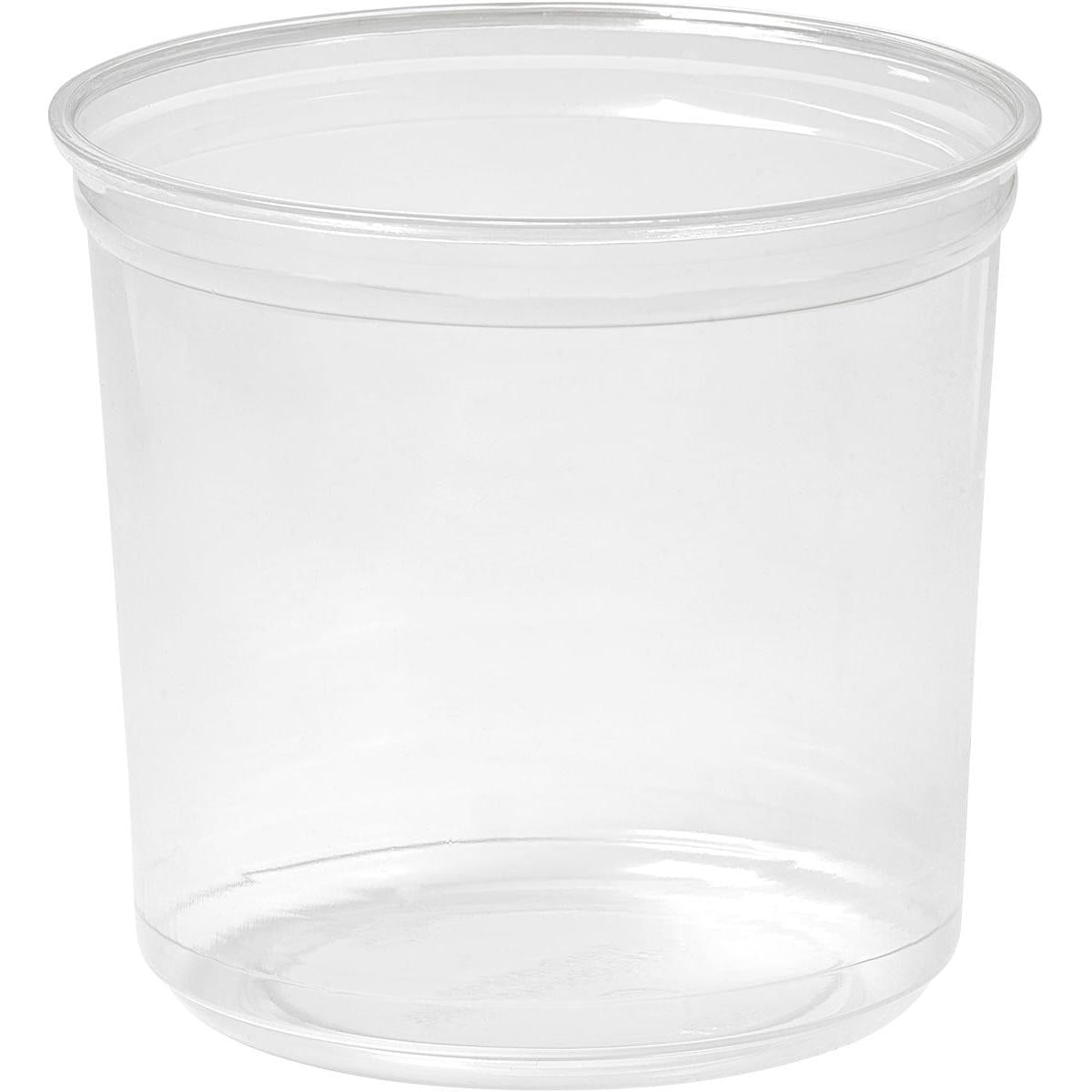 Die Duni GmbH Deli-Schale Crystal, transparent, ist ein klarer Kunststoffbecher mit glatten Seiten und einem leicht ausgestellten Rand, der leer vor einem weißen Hintergrund abgebildet ist. Der zylindrische Becher hat keine Markierungen oder Verzierungen.