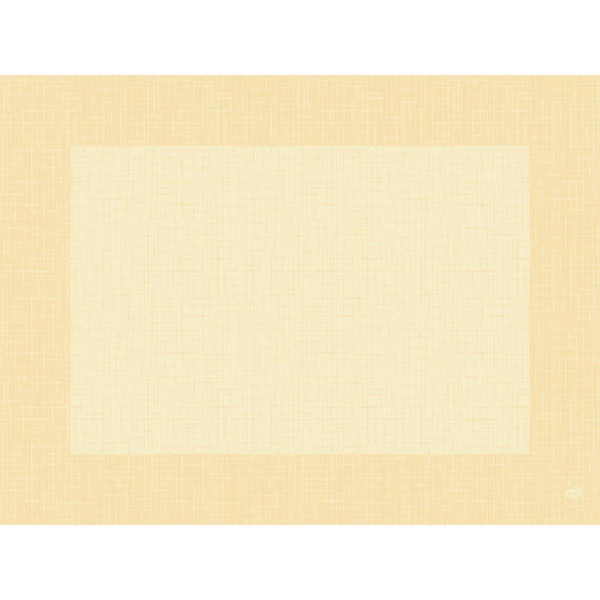 Svetložlté a béžové pozadie s krížovým šrafovaním odráža jemnú, subtílnu eleganciu Dunicel prestieraní 30 x 40 cm Linnea krémovej farby (balenie 100 kusov) od spoločnosti Duni GmbH, ideálne na dodanie rafinovaného, orámovaného vzhľadu každej stolovej dekorácii.