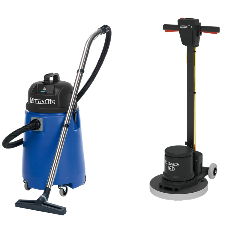 Numatic jednokotúčový stroj HFM1515R / ESM set 5B s vodným vysávačom WV800-2 a PadLoc Trei | Balenie (1 kus)