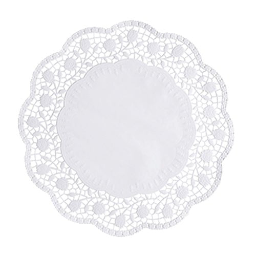 Die PAPSTAR 250 Tortenspitzen rund weiss der PAPSTAR GmbH sind runde, weiße Tortenspitzen mit fester Mitte und aufwendigem Spitzenrand – ideal, um Kuchen elegant zu präsentieren.