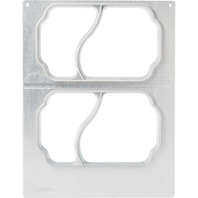 Die Metall-Stanzschablone der Duni GmbH für die Kassette DF15/25 2-Komp. f. PP-Schale Take Away 700/400 ml (2-nutzig) verfügt über zwei rechteckige Rahmen mit geschwungenen Trennstegen und Wellenkanten, ideal für den Verpackungsbedarf in der Gastronomie.