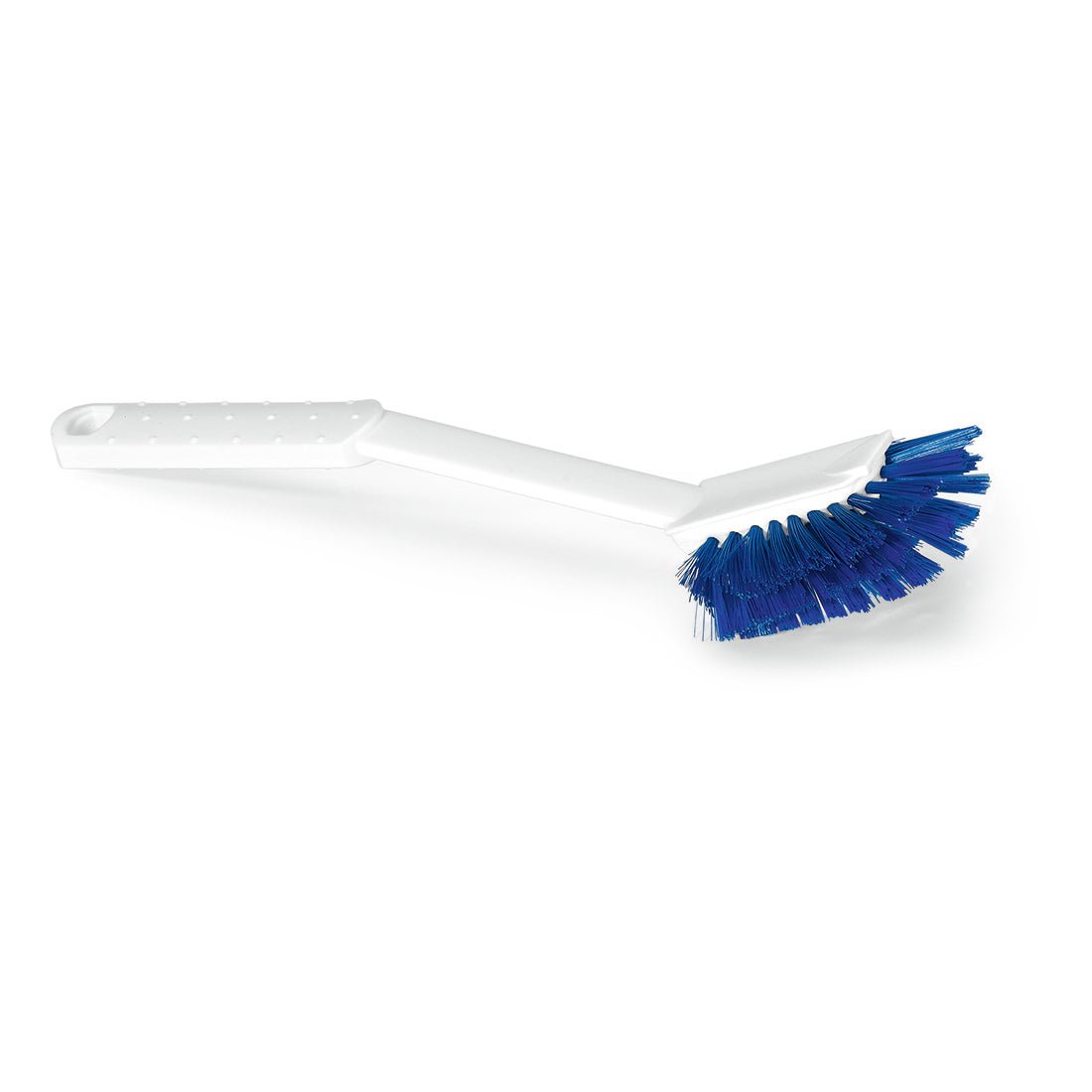 Nölle Profi Brush HACCP umývacia kefa Diskette štetina 0,25 mm od Nölle Profi Brush Bürsten- & Pinseltechnik e.K. je biela plastová čistiaca kefa s modrými štetinami a dlhou rukoväťou, ktorá je zobrazená šikmo na jednofarebnom bielom pozadí.