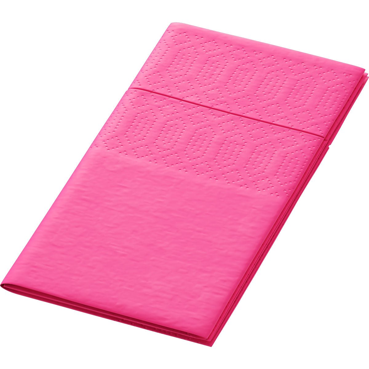 Balenie 250 vysoko kvalitných obrúskov Duni GmbH Zellt.Serv.33x33 3lg 1/8KF fuchsia, zložených na 33x33 cm, so štruktúrovaným, vzorovaným povrchom, na bielom pozadí.