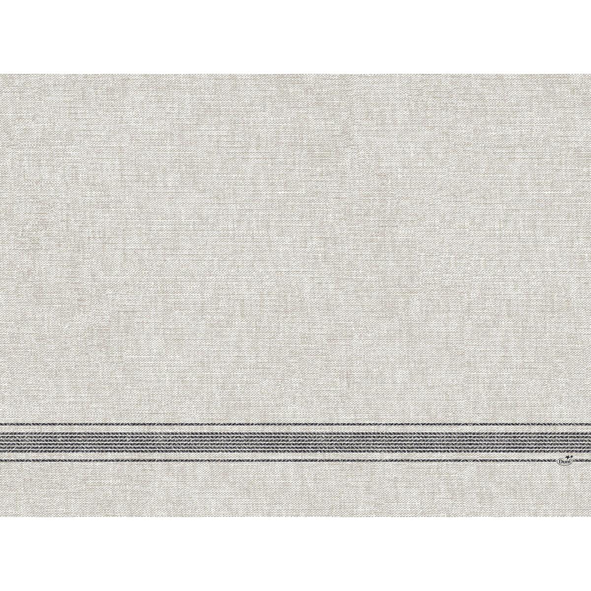Dunicel podložky na stôl 30 x 40 cm Cocina black od spoločnosti Duni GmbH majú béžový štruktúrovaný povrch s piatimi paralelnými čiernymi priečnymi pruhmi v spodnej časti, jednofarebné pozadie a sú dodávané v balení po 100 kusov.