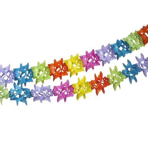 Girlanda z papiera PAPSTAR (Ø 12 cm, 6 m) od spoločnosti PAPSTAR GmbH zobrazuje prepojené, farebné hviezdy - ideálne ako živá party dekorácia pre každú slávnostnú príležitosť.