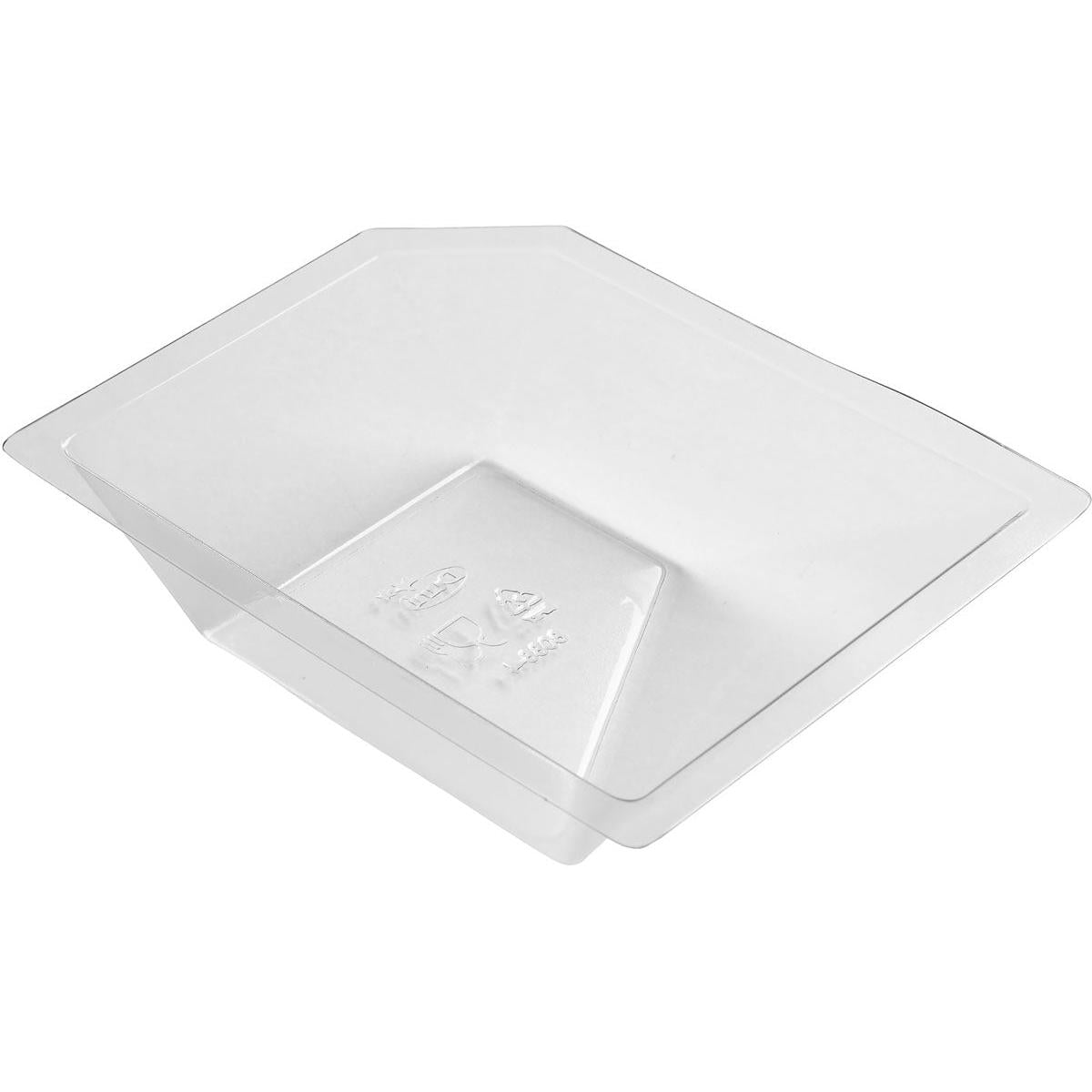 Miska Polardeli rPET Mini 100 ml od Duni GmbH je číry, obdĺžnikový kontajner (102x80x24 mm) s mierne skosenými stranami a recyklačnými symbolmi na dne - ideálna ako udržateľné balenie potravín. Balenie: 720 kusov.