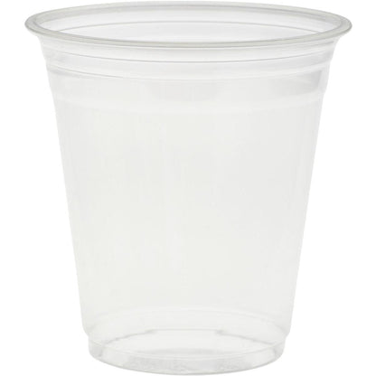 Sklenený pohár Crystal Transparent od spoločnosti Duni GmbH je vzpriamene stojaci pohár z číreho plastu s bielym pozadím a mierne rozšíreným okrajom. Ponúka vzhľad elegantného skla a je zároveň vyrobený z vysokokvalitných materiálov na každodenné použitie.