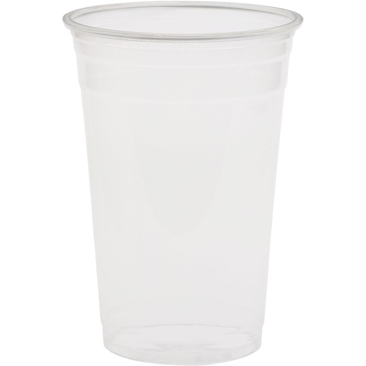 Sklenený pohár Crystal Transparent od spoločnosti Duni GmbH je číry, prázdny plastový pohár s priehľadným vrchnákom, ktorý vyzerá ako elegantné sklo a je zobrazený na jednoduchom bielom pozadí.
