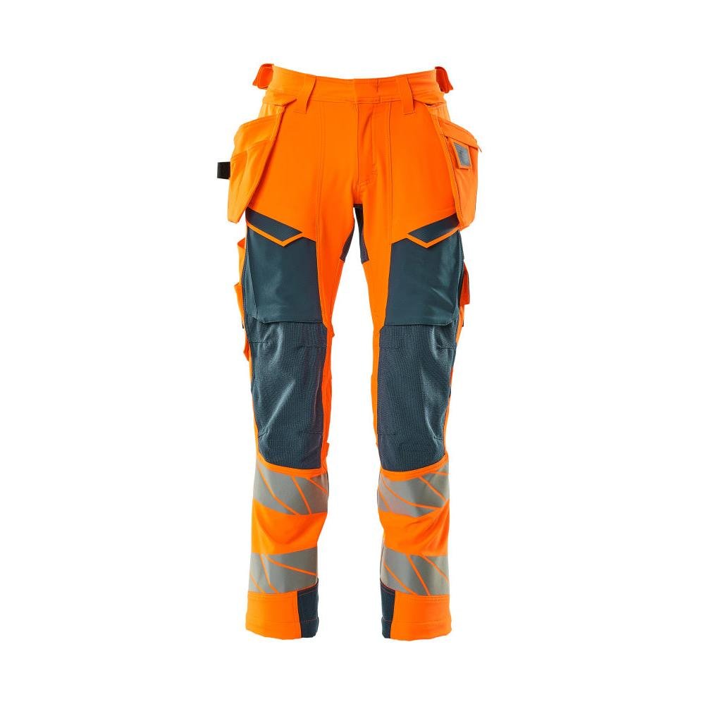 Nohavice s vreckami na zavesenie, nohavice ULTIMATE STRETCH, vysoko oranžová/tmavá petrolejová