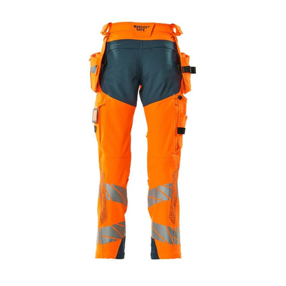 Nohavice s vreckami na zavesenie, nohavice ULTIMATE STRETCH, vysoko oranžová/tmavá petrolejová