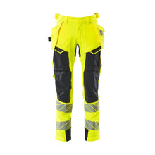 Nohavice s vreckami na zavesenie, nohavice ULTIMATE STRETCH, hi-vis žltá/čierno-modrá