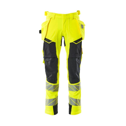 Nohavice s vreckami na zavesenie, nohavice ULTIMATE STRETCH, hi-vis žltá/čierno-modrá