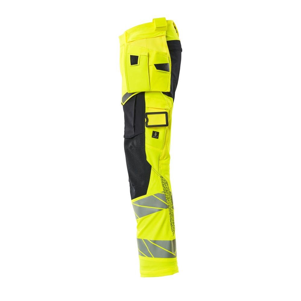Nohavice s vreckami na zavesenie, nohavice ULTIMATE STRETCH, hi-vis žltá/čierno-modrá