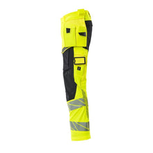 Nohavice s vreckami na zavesenie, nohavice ULTIMATE STRETCH, hi-vis žltá/čierno-modrá