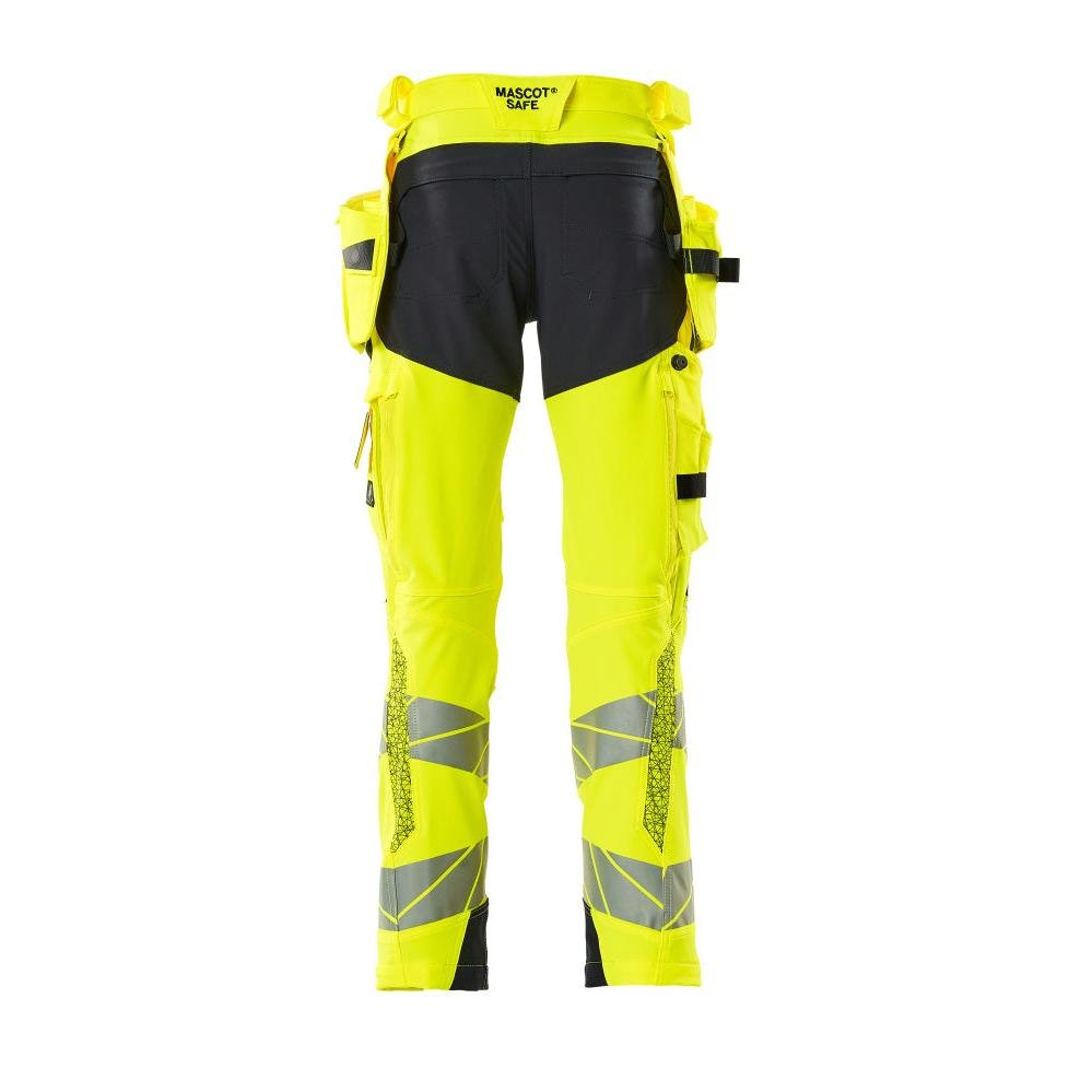 Nohavice s vreckami na zavesenie, nohavice ULTIMATE STRETCH, hi-vis žltá/čierno-modrá