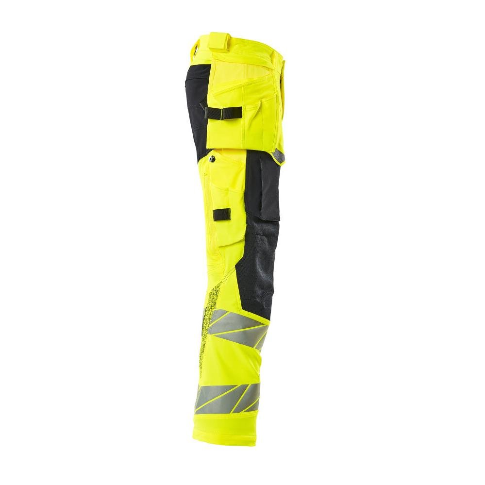 Nohavice s vreckami na zavesenie, nohavice ULTIMATE STRETCH, hi-vis žltá/čierno-modrá