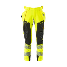Nohavice s vreckami na zavesenie, nohavice ULTIMATE STRETCH, hi-vis žlto/čierne