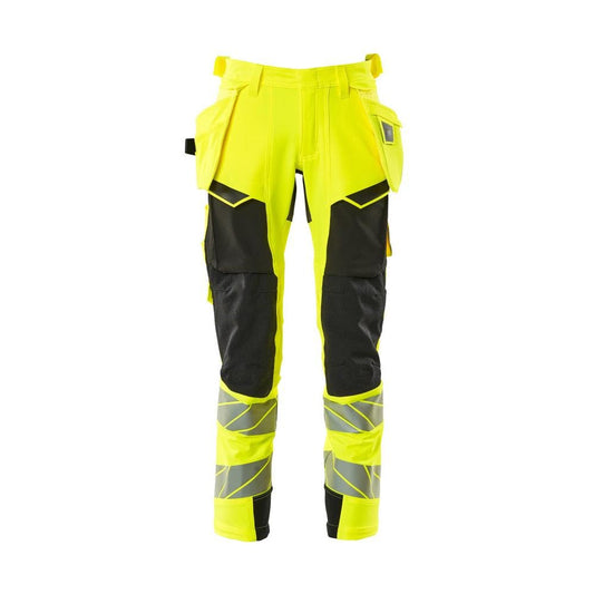 Nohavice s vreckami na zavesenie, nohavice ULTIMATE STRETCH, hi-vis žlto/čierne