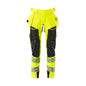 Nohavice s vreckami na zavesenie, nohavice ULTIMATE STRETCH, hi-vis žlto/čierne