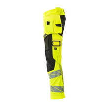 Nohavice s vreckami na zavesenie, nohavice ULTIMATE STRETCH, hi-vis žlto/čierne