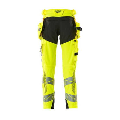 Nohavice s vreckami na zavesenie, nohavice ULTIMATE STRETCH, hi-vis žlto/čierne