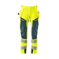Nohavice s vreckami na zavesenie, nohavice ULTIMATE STRETCH, hi-vis žltá/tmavá petrolejová