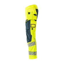 Nohavice s vreckami na zavesenie, nohavice ULTIMATE STRETCH, hi-vis žltá/tmavá petrolejová