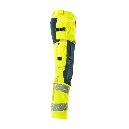 Nohavice s vreckami na zavesenie, nohavice ULTIMATE STRETCH, hi-vis žltá/tmavá petrolejová
