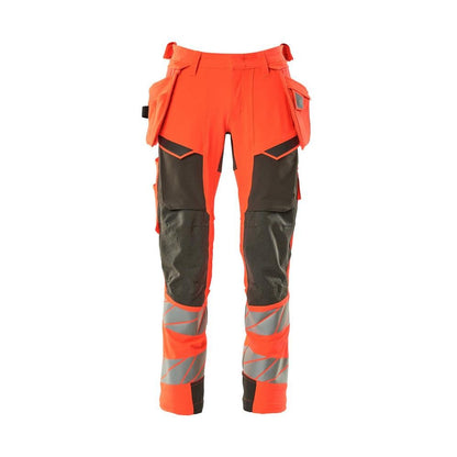 Nohavice s vreckami na zavesenie, nohavice ULTIMATE STRETCH, hi-vis červená/tmavá antracitová