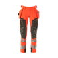 Nohavice s vreckami na zavesenie, nohavice ULTIMATE STRETCH, hi-vis červená/tmavá antracitová