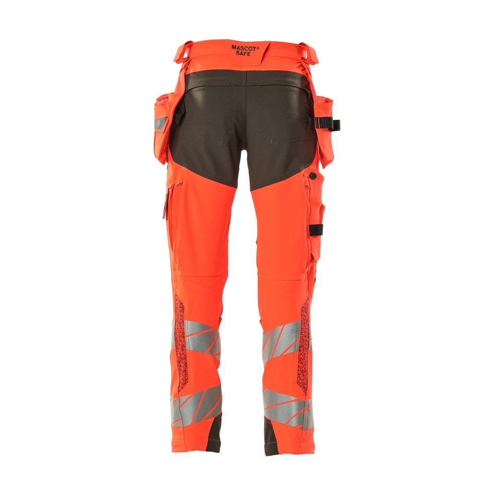 Nohavice s vreckami na zavesenie, nohavice ULTIMATE STRETCH, hi-vis červená/tmavá antracitová