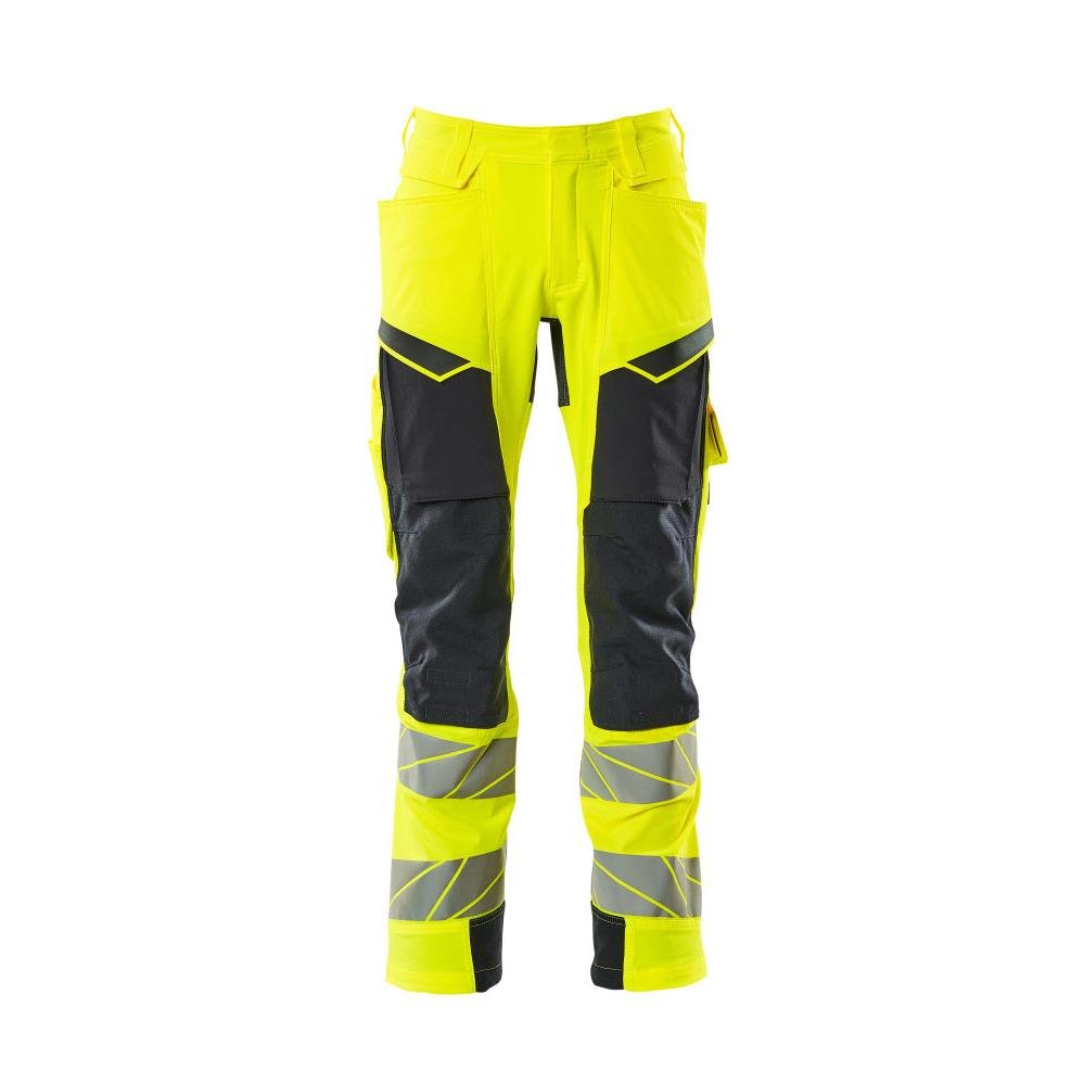 Nohavice s vreckami na kolenách, nohavice ULTIMATE STRETCH, hi-vis žltá/čierno-modrá