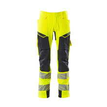 Nohavice s vreckami na kolenách, nohavice ULTIMATE STRETCH, hi-vis žltá/čierno-modrá