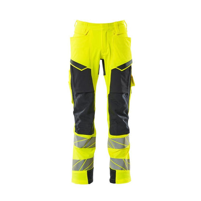 Nohavice s vreckami na kolenách, nohavice ULTIMATE STRETCH, hi-vis žltá/čierno-modrá