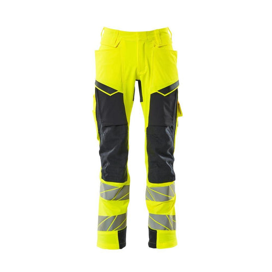 Nohavice s vreckami na kolenách, nohavice ULTIMATE STRETCH, hi-vis žltá/čierno-modrá
