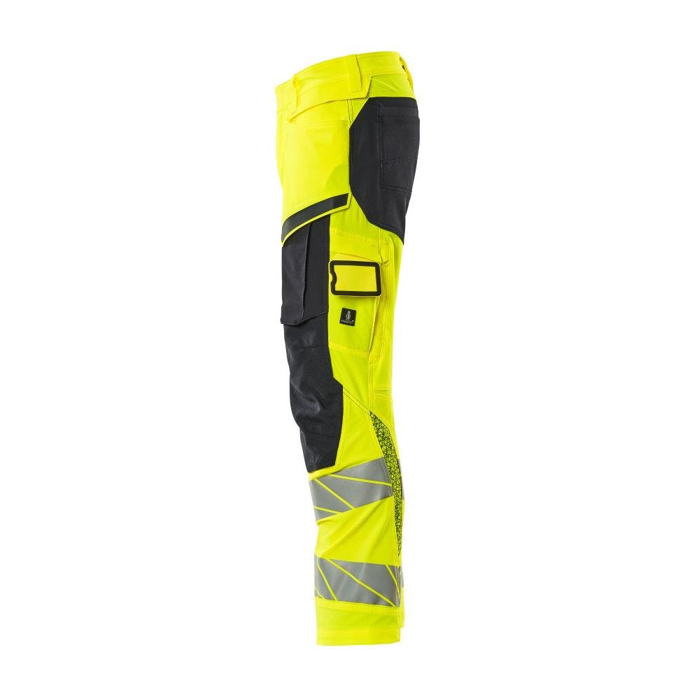 Nohavice s vreckami na kolenách, nohavice ULTIMATE STRETCH, hi-vis žltá/čierno-modrá